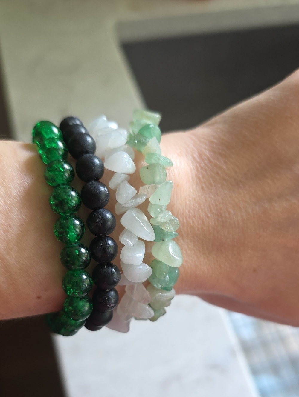 Elegant Multi-Color Beaded Bracelet Set Possible Crystals